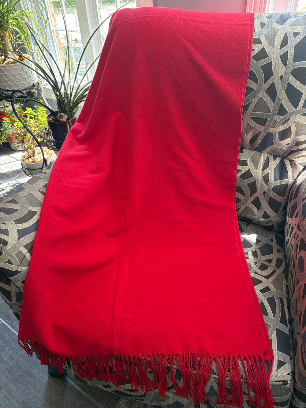 Etereo Red Fringe Throw Blanket